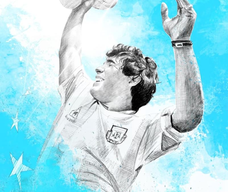 Una ilustración de Maradona realizada por el algecireño Víctor Jerez llega a la tele argentina