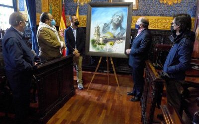 Víctor Jerez entrega a la ciudad un cuadro de Paco de Lucía para su futuro Centro de Interpretación